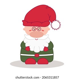 Santa Claus. Little gnome in red hat.