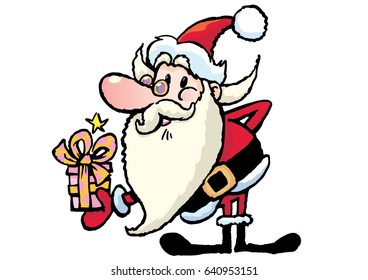 Santa Claus with little present 