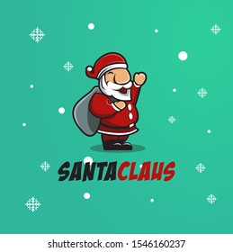 Santa Claus logo cartoon mascot vector on christmas background