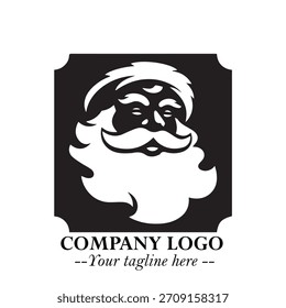 Weihnachtsmann-Logo-Symbol auf schwarz-weißem Hintergrund für klassisches Feiertagsbranding und -design 