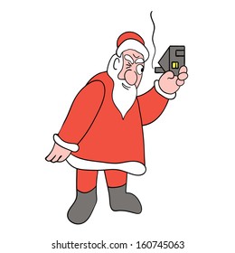 Santa Claus looking into the chimney.