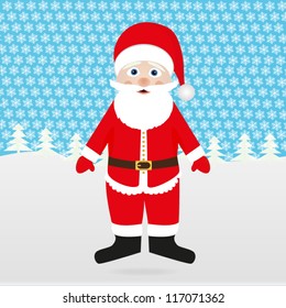 Santa Claus looking out of the winter forest