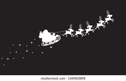 Santa claus in magic flight, vector art illustration.