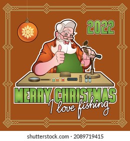 Santa Claus making fly tying Post card