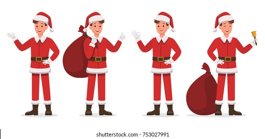 Santa Claus man character vector design for christmas. Presentation in various action. 
