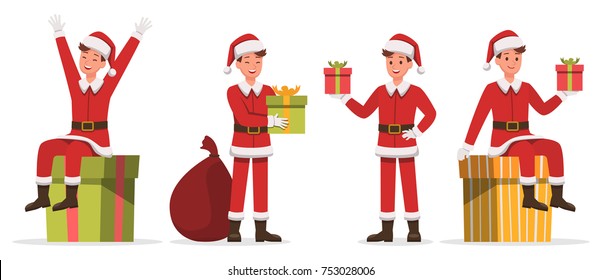 Santa Claus man character vector design for christmas. Presentation in various action. 