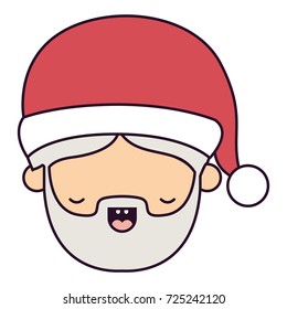 santa claus man kawaii eyes closed and open mouth expression colorful silhouette on white background vector illustration