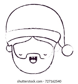 santa claus man kawaii eyes closed and open mouth expression blurred silhouette on white background vector illustration