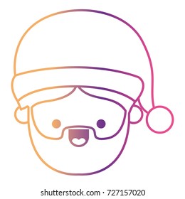 santa claus man kawaii face smiling expression on gradient color silhouette from yellow to fuchsia vector illustration