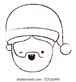 santa claus man kawaii face wink eye expression blurred silhouette on white background vector illustration