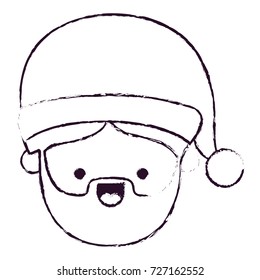 santa claus man kawaii face smiling expression blurred silhouette on white background vector illustration