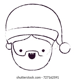 santa claus man kawaii face happiness with open mouth expression blurred silhouette on white background vector illustration