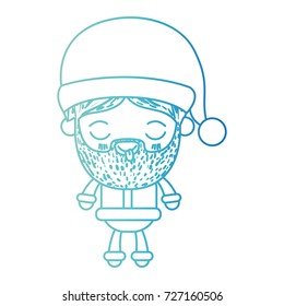 santa claus man kawaii full body cartoon eyes closed with tongue out expression with hat on gradient color silhouette from blue to purple vector illustration