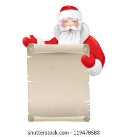 Santa claus with the manuscript. Illustration on a Christmas theme