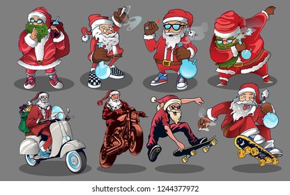 santa claus with many style set