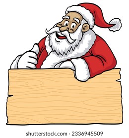 Santa Claus Mascot Cartoon Thumb Up with a Board
