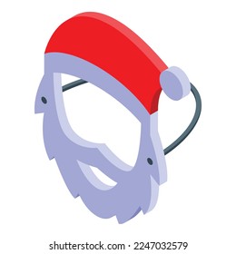 Santa claus mask icon isometric vector. Christmas party. Cute holiday