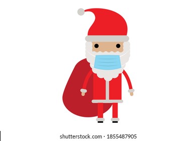 Santa Claus with mask on white background.