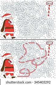 Laberinto de Santa Claus para niños con una solución