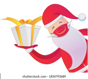 santa claus with medical mask on white background