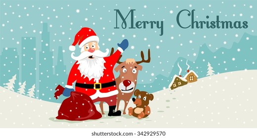 Santa Claus Merry Christmas Cartoon Winter Stock Vector (Royalty Free ...