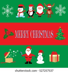 Santa Claus and Merry Christmas.  Christmas elements set collection vector illustration