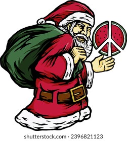  Santa Claus Merry Christmas Giving Peace For Palestine Transparent Image