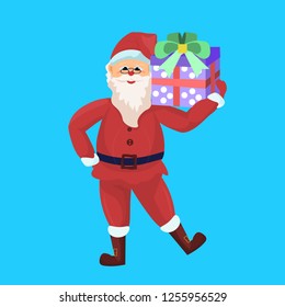 santa claus merry christmas happy new year holiday concept flat isolated