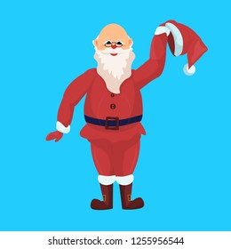santa claus merry christmas happy new year holiday concept flat isolated