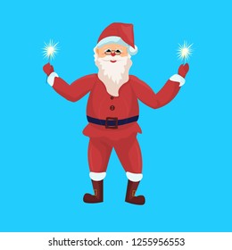 santa claus merry christmas happy new year holiday concept flat isolated