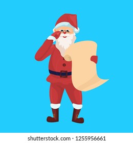 santa claus merry christmas happy new year holiday concept flat isolated