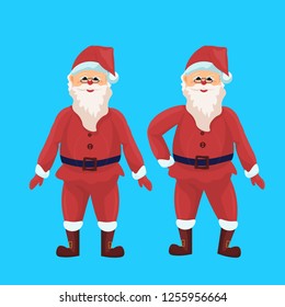 santa claus merry christmas happy new year holiday concept flat isolated