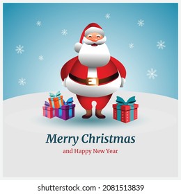 Santa Claus Merry Christmas and Happy New Year Poster Design illustration Vector