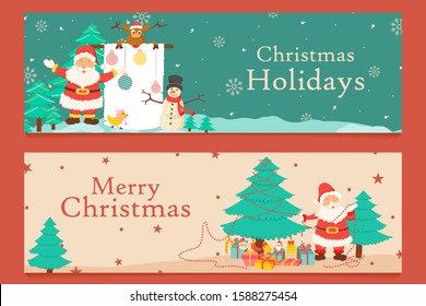 Santa Claus in Merry Christmas holiday greeting card background in vector