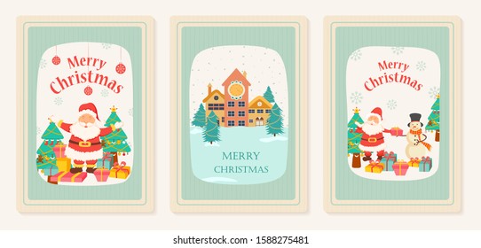 Santa Claus in Merry Christmas holiday greeting card background in vector