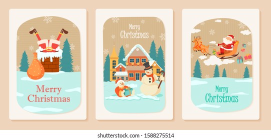 Santa Claus in Merry Christmas holiday greeting card background in vector