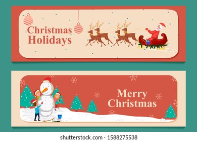 Santa Claus in Merry Christmas holiday greeting card background in vector