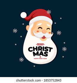 Santa Claus with Merry Christmas lettering design. Creative Concept for holiday greeting.