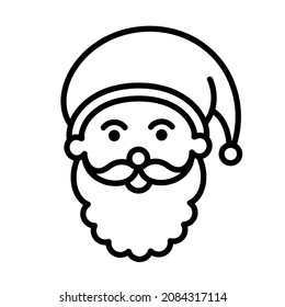 Santa Claus Merry Christmas Minimal Logo Icon Black Flat Line Stroke Pictogram Symbol 