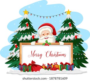 Santa Claus with Merry Christmas sign illustration