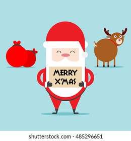 Santa Claus with Merry Christmas Sign Collection. Flat design for business financial marketing advertising web sale advertisement poster banner in concept cartoon illustration.