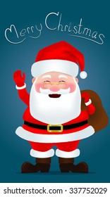Santa Claus and Merry Christmas. Vector illustration. 