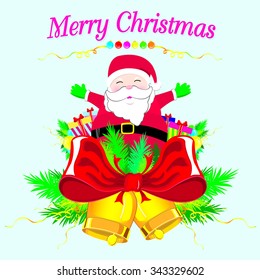 Santa Claus in Merry Christmas Vector illustration Background 