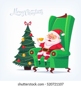 Santa Claus Merry Christmas vector cartoon illustration.