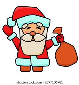 Santa Claus minimal color flat line, icon, pictogram, symbol, flat illustration isolated on white background.