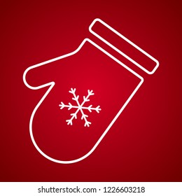 Santa Claus mitten on red background. Vector illustration.