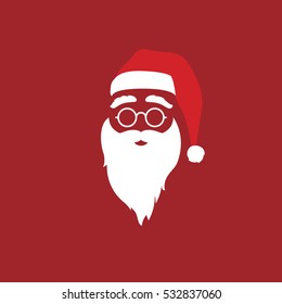Santa claus modern icon. Hat, beard, mustache, glasses, eyebrows. Vector illustration