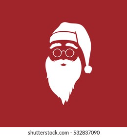 Santa claus modern icon. Hat, beard, mustache, glasses, eyebrows. Vector illustration