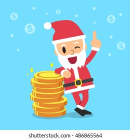 Santa claus with money coin stack