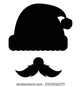 Santa Claus moustache and Hat Icon for Christmas and Holiday Design